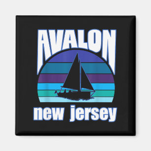 Avalon NJ With Sailboat For Summer Beach Ocean Magnet
