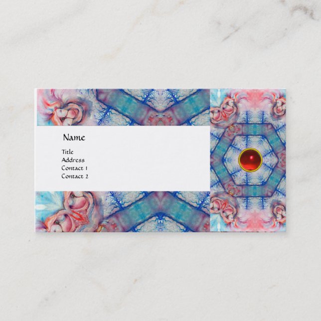 AVALON PSYCHEDELIC ,pink gem ruby eggshell Business Card (Front)