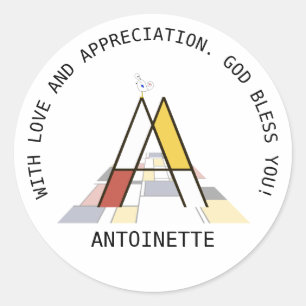 Avant-Garde Art Style Monogram. Letter A Classic Round Sticker
