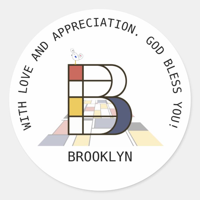 Avant-Garde Art Style Monogram. Letter A Classic Round Sticker (Front)