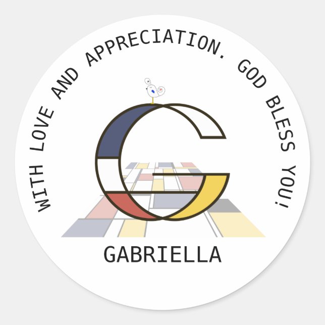 Avant-Garde Art Style Monogram. Letter G Classic Round Sticker (Front)