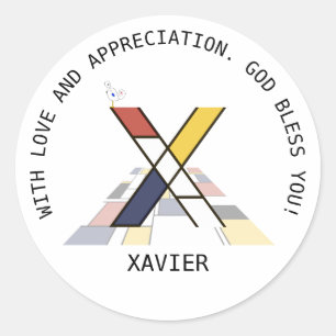 Avant-Garde Art Style Monogram. Letter X Classic Round Sticker