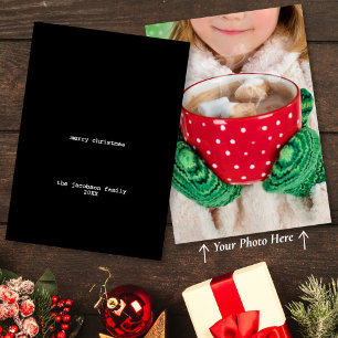 Avant-Garde Black Minimalist Merry Christmas Photo Holiday Card