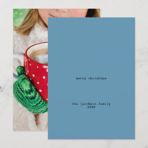 Avant-Garde Blue Minimalist Merry Christmas Photo Holiday Card