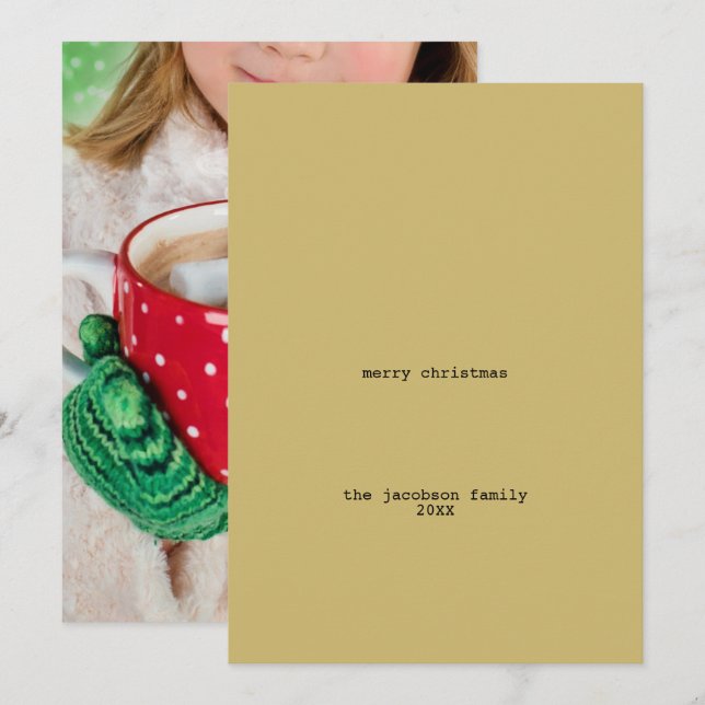 Avant-Garde Gold Minimalist Merry Christmas Photo Holiday Card (Front/Back)