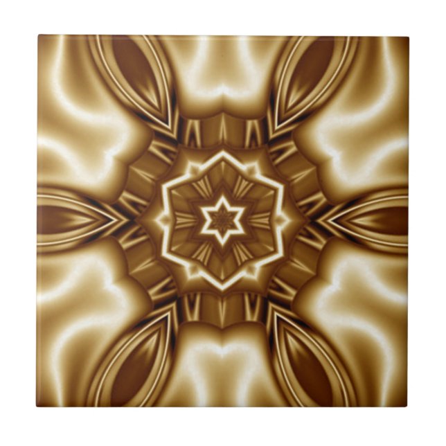 Avant-Garde ~ Gold ~ Silk and Satin Look 03 B ~  Ceramic Tile (Front)