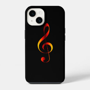 Avant Garde, Red/Gold G clef on Black Background ~ iPhone 14 Case