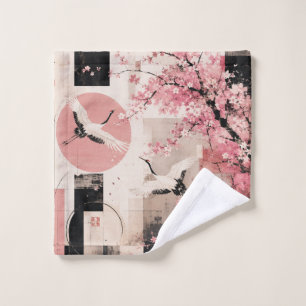 Avant-Garde Sakura & Cranes Harmony Bath Towel Set