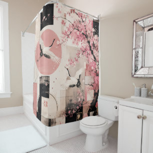 Avant-Garde Sakura & Cranes Harmony Shower Curtain