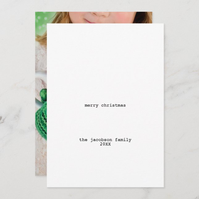 Avant-Garde White Minimalist Merry Christmas Photo Holiday Card (Front/Back)