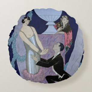 Avarice, 1924 (pochoir print) round cushion