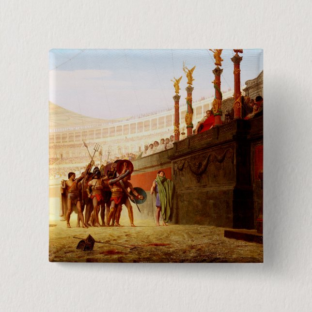Ave Caesar by Jean-Leon Gerome 15 Cm Square Badge (Front)