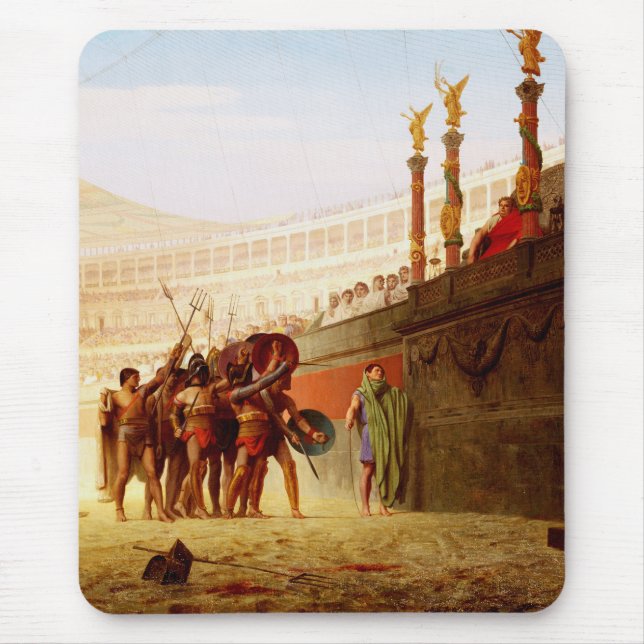 Ave Caesar by Jean-Leon Gerome Mouse Pad (Front)