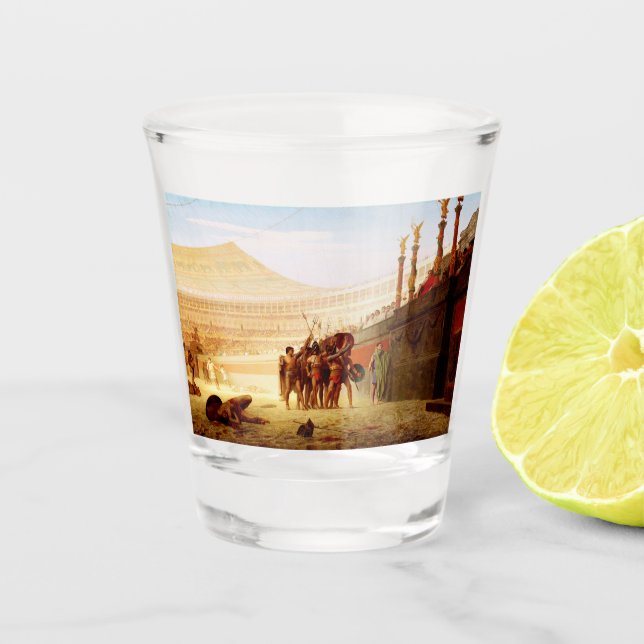 Ave Caesar by Jean-Leon Gerome Shot Glass (Front)