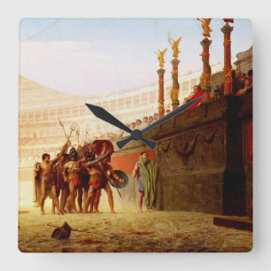 Ave Caesar by Jean-Leon Gerome Square Wall Clock