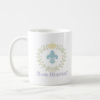 Ave Maria Cross Stitch Look American Mug w/logo