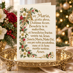 Ave Maria & Holy Family Catholic Christmas Holiday Card