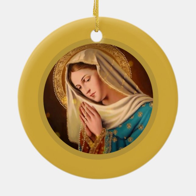 Ave Maria ... Virgin Mary Ceramic Ornament (Back)