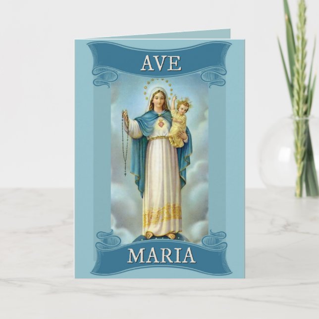 AVE MARIA VIRGIN MARY CHRIST CHILD Rosary Card (Front)