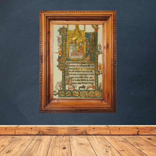Ave Maris Stella Christmas Mediaeval Manuscript Poster (Ave Maris Stella Christmas Medieval Manuscript Catholic Christmas Poster)