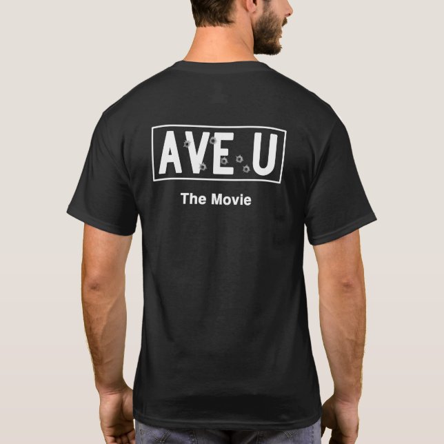Ave U Movie Street Sign Dark T-Shirt (Back)