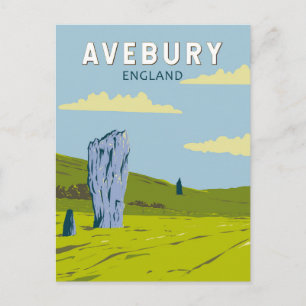 Avebury England Travel Art Vintage Postcard