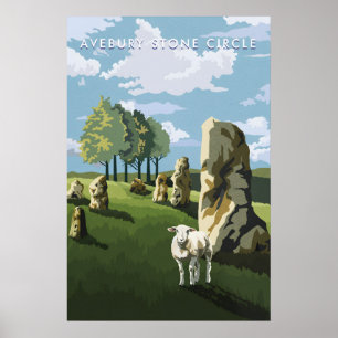 Avebury Stone Circle Wiltshire Travel Poster