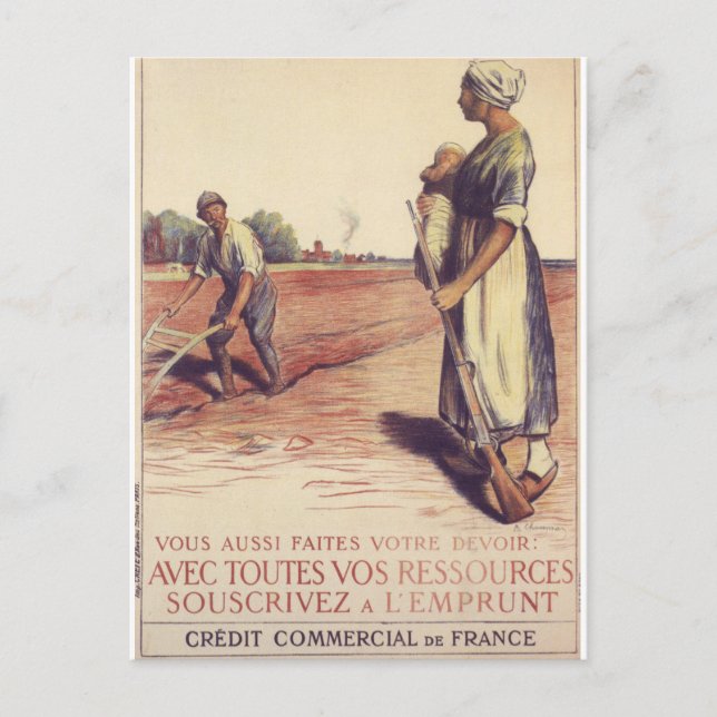 Avec Toutes Vos Ressources Propaganda Poster Postcard (Front)