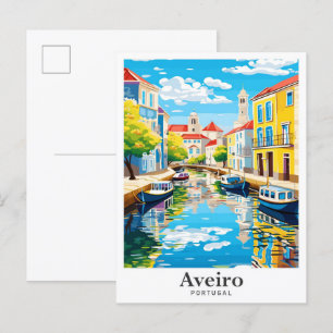 Aveiro Portugal Vintage Travel Portrait  Postcard