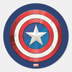 Avengers Classics   Captain America Brushed Shield Classic Round Sticker