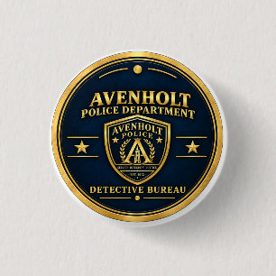 Avenholt Police Detective Bureau Badge Button Pin