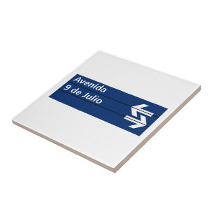 Avenida 9 de Julio, Buenos Aires Street Sign Ceramic Tile