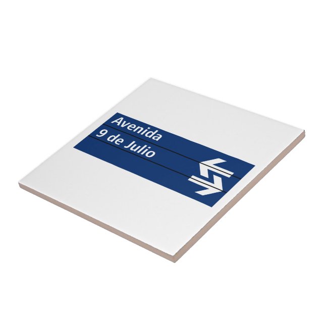 Avenida 9 de Julio, Buenos Aires Street Sign Ceramic Tile (Side)