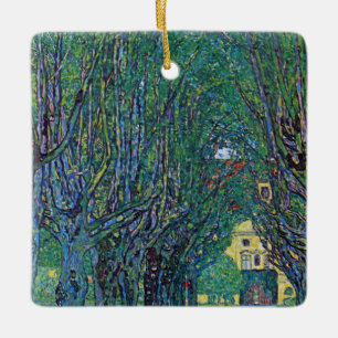 Avenue In Schloss Kammer Park by Gustav Klimt Ceramic Ornament