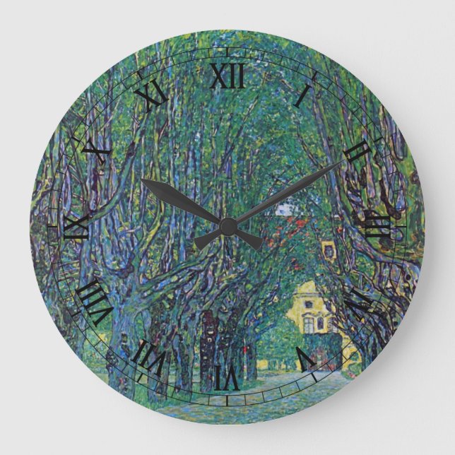 Avenue In Schloss Kammer Park by Gustav Klimt Large Clock (Front)