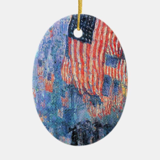 Avenue in the Rain by Frederick Childe Hassam Ceramic Ornament (Front)