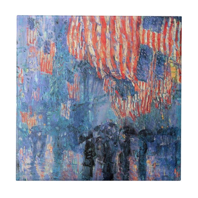 Avenue in the Rain by Frederick Childe Hassam Ceramic Tile (Front)