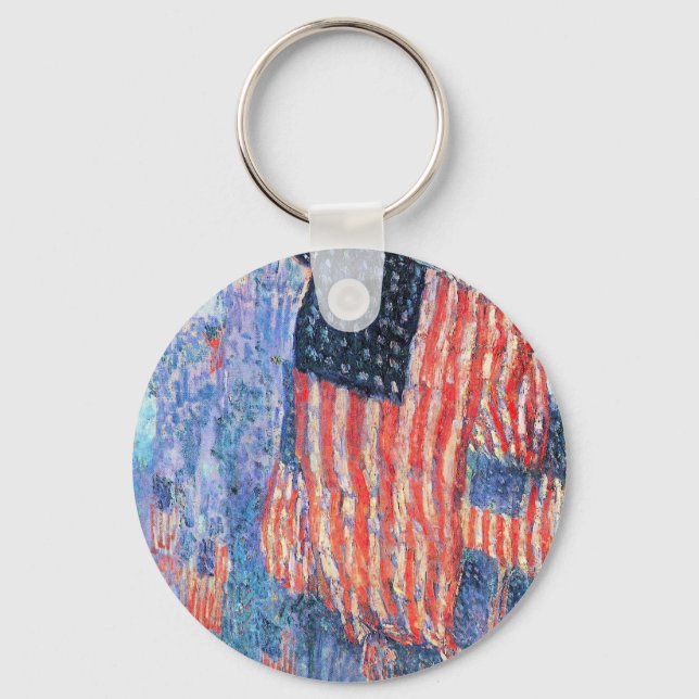 Avenue in the Rain by Frederick Childe Hassam Key Ring (Front)