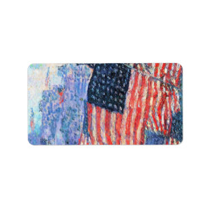 Avenue in the Rain by Frederick Childe Hassam Label