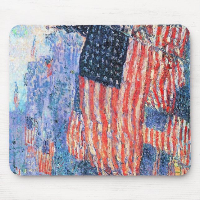 Avenue in the Rain by Frederick Childe Hassam Mouse Pad (Front)