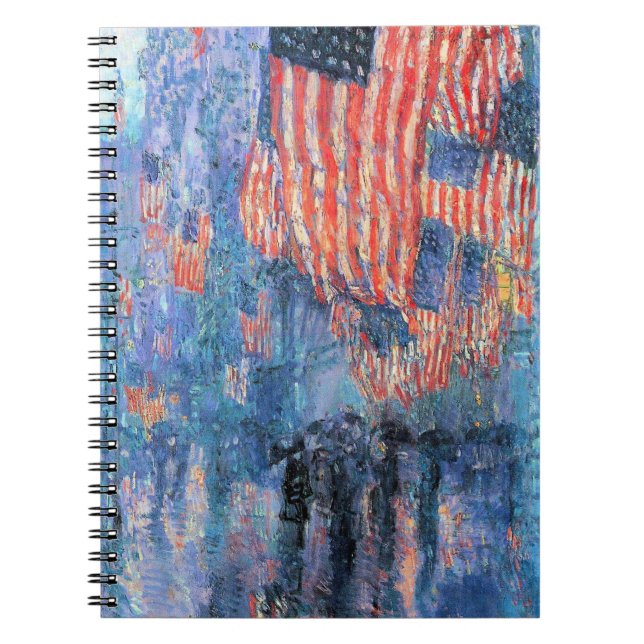 Avenue in the Rain by Frederick Childe Hassam Notebook (Front)