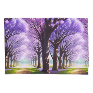 **"Avenue of Elegance: Purple Jacaranda Row"** Pillowcase