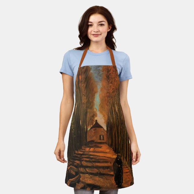Avenue of Poplars in Autumn by Vincent van Gogh Apron (Worn)
