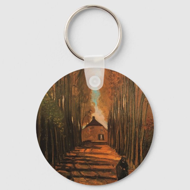Avenue of Poplars in Autumn by Vincent van Gogh Key Ring (Front)