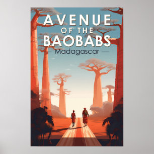 Avenue of the Baobabs Madagascar Art Vintage Poster