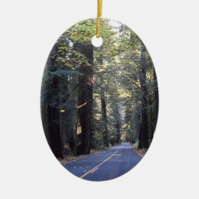 Avenue of the Giants- Humboldt Redwoods State Park Ceramic Ornament (Front)