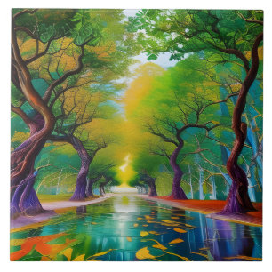 Avenue of Trees autumn leaves  Ceramic Tile