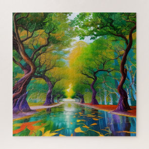 Avenue of Trees autumn leaves Jigsaw Puzzle