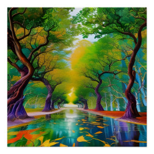 Avenue of Trees autumn leaves  Poster