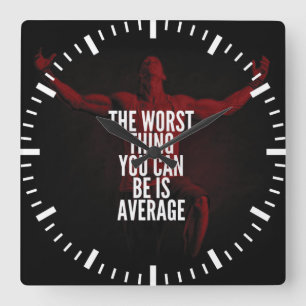 AVERAGE - Bodybuilding Workout Motivational Square Wall Clock